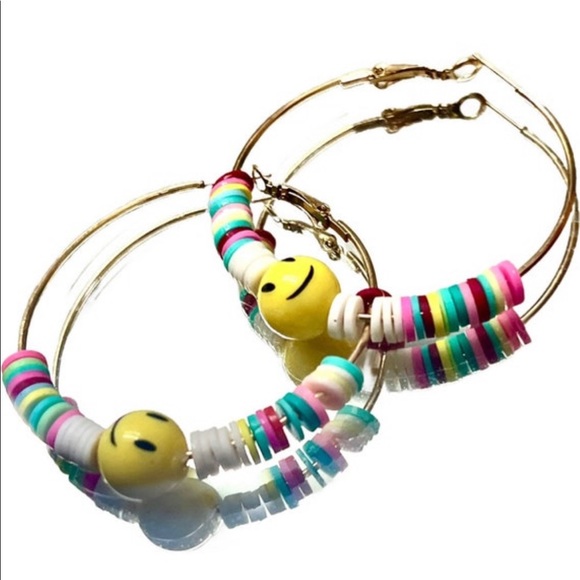 “Oh Happy Day” Gold Hoop Colorful Beaded Earrings